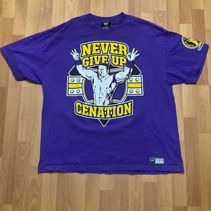 WWE Never Give Up John Cena 2008 Purple T Shirt Cenation Men 2XL